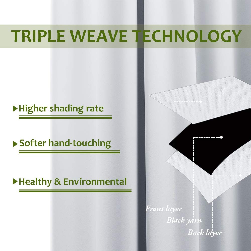 White Blackout Curtain Liners for Window – Noise Reducing Light Blocking Line…