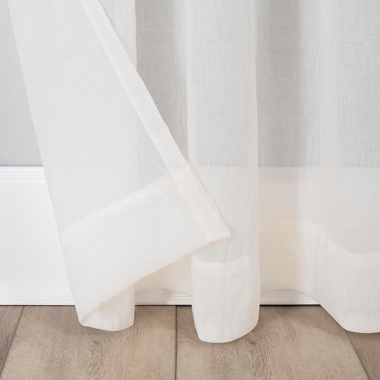 Tayla Crushed Texture Semi-Sheer Rod Pocket Curtain Panel, 50″ x 95″, Cream Off-