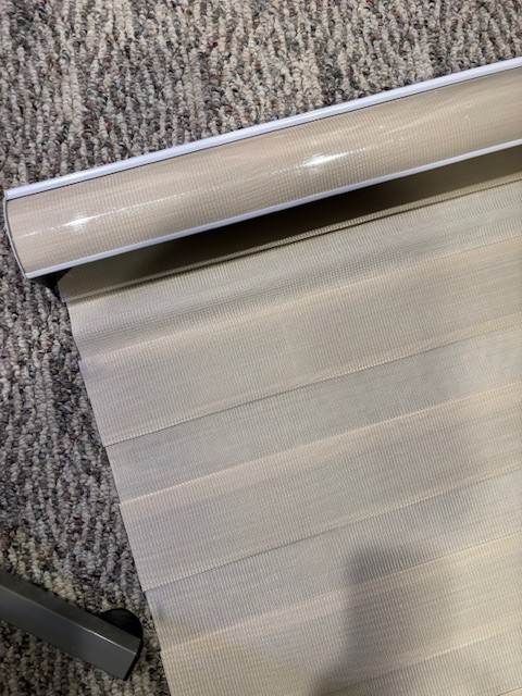 23”x72″ Cream Zebra Blinds: Light Filtering Window Shades Open Box New
