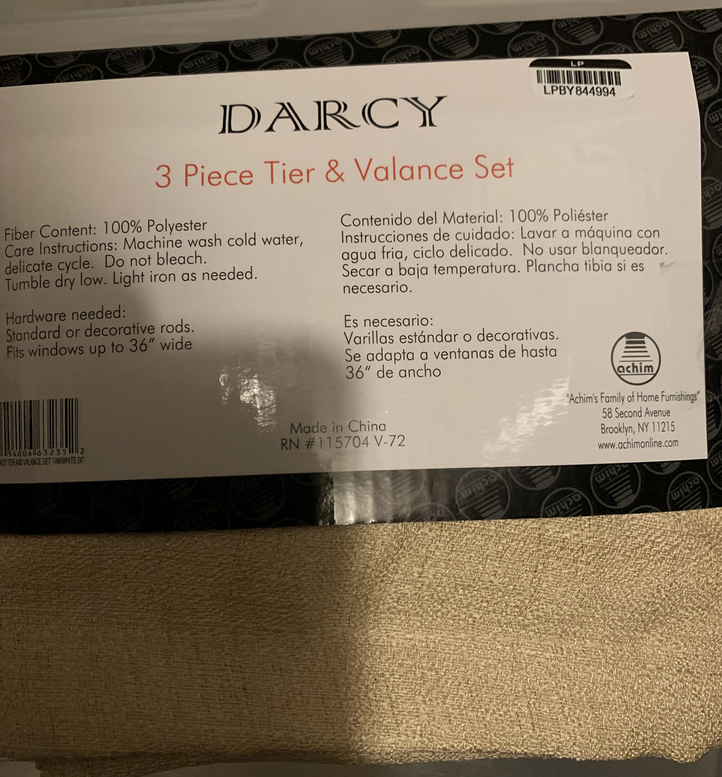 3 Pieces Set Darcy Window Curtain Tier and Valance Set 58×24/58×14 Yellow-White