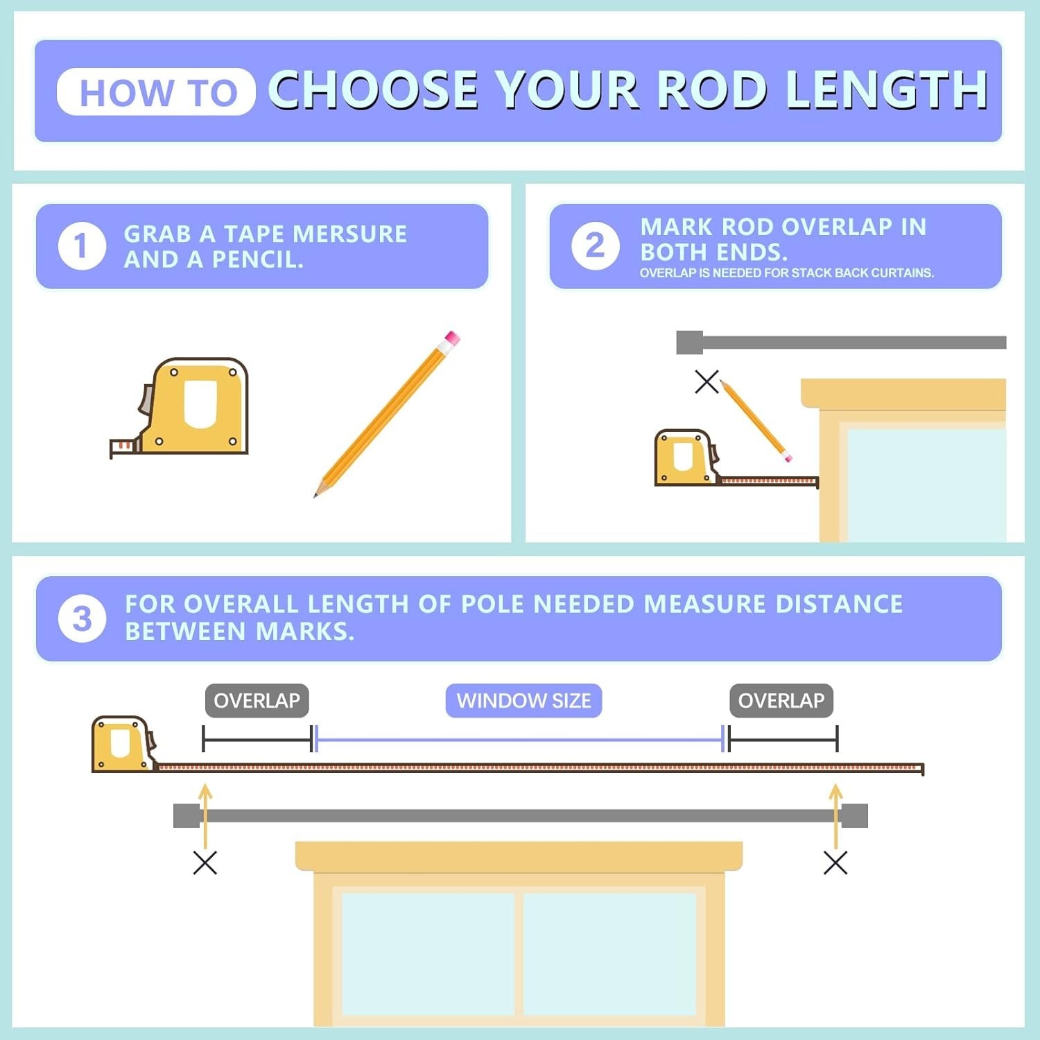 Heavy Duty Adjustable Curtain Rod 16-144 Inches Black with Easy Installation Kit