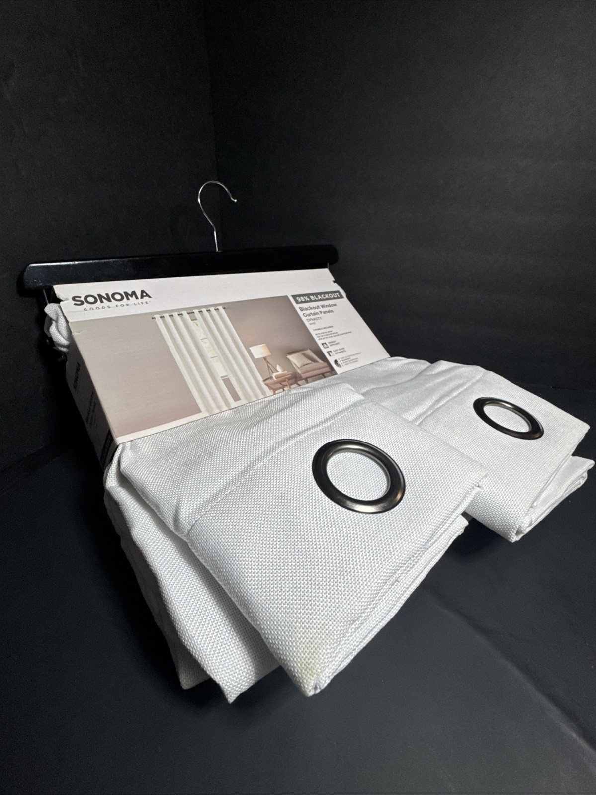 NEW Sonoma Blackout Window Curtain 2 Panels 50″ x 108″ Dynasty White Grommets