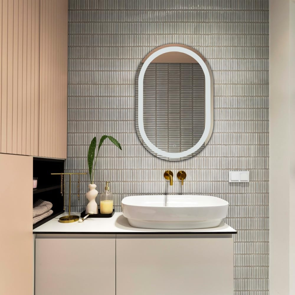 Crosby Oval LED Wall Mirror with Touch Switch for Bedroom & Living Room