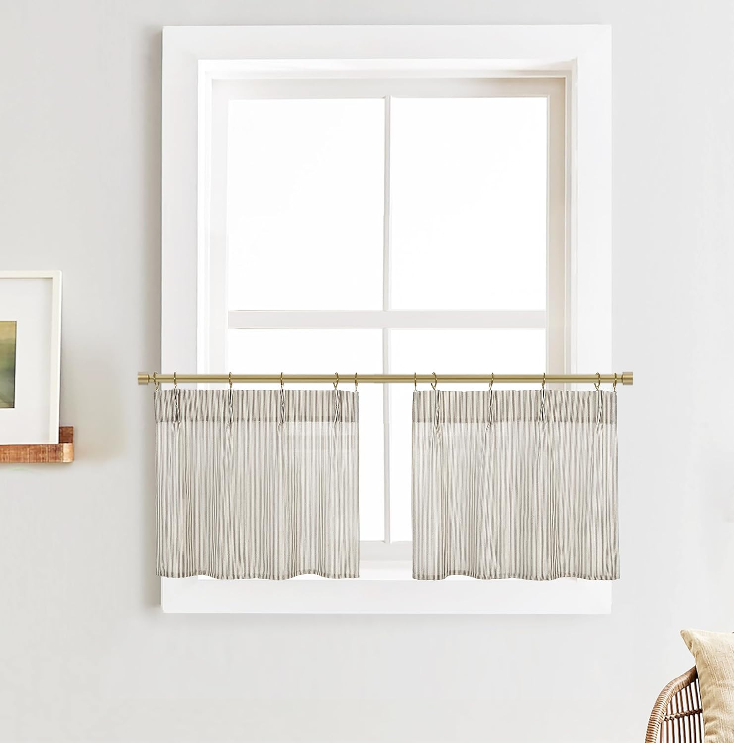 Kitchen Curtains Sets for Windows,18 Inch Farmhouse Boho Short Curtain 2 Pack