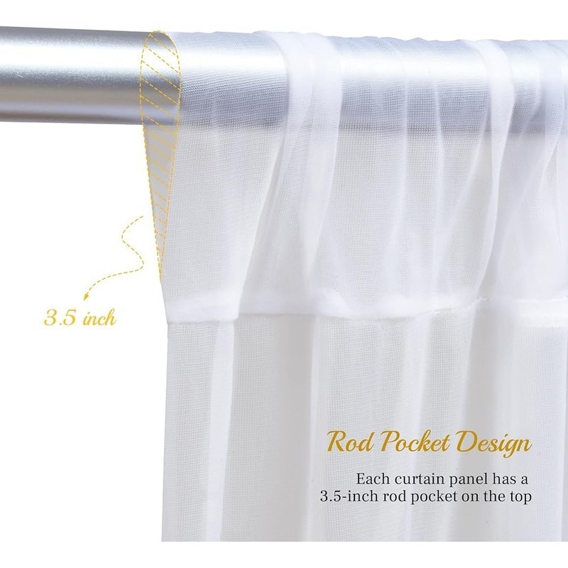 White Sheer Backdrop Curtains W/ String Lights Weddings Parties Events Decor New