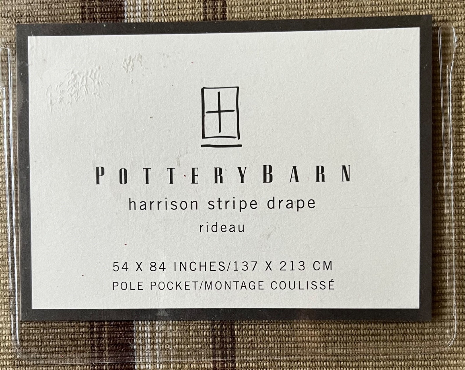 Pottery Barn Harrison Stripe Single Panel Curtain Drape 54 x 84 Tan Brown Cotton