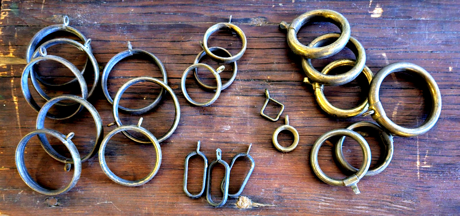 22 Vintage Varies Curtain Eyelet Rings Brass Hooks Loops Cafe Curtains
