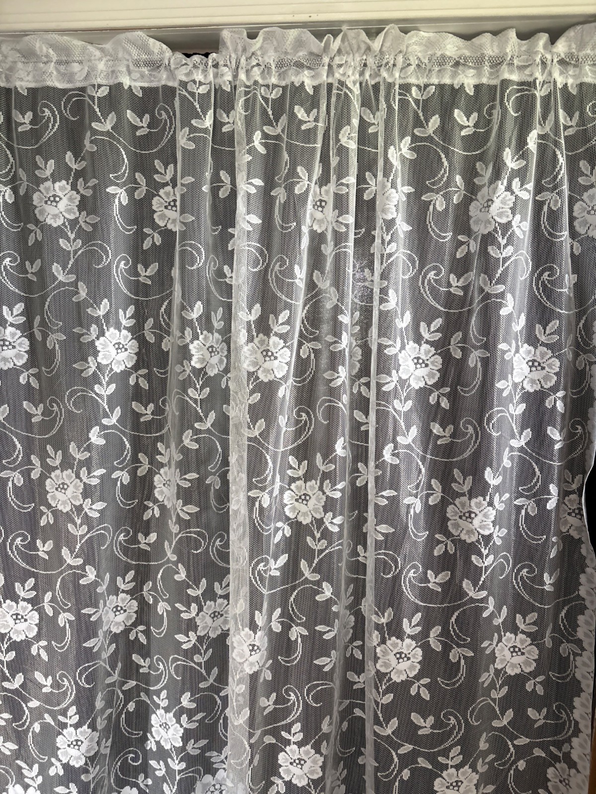 JCPenney Home Collection Floral Lace Curtain Panel 31″ L x 54″ W Cream Sheer
