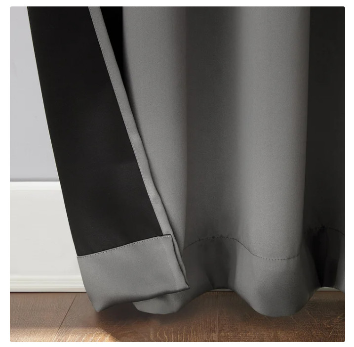 SUN+BLK Total Blackout Window Curtains, 52” x 84”, 2-piece Set. Maxwell Grey