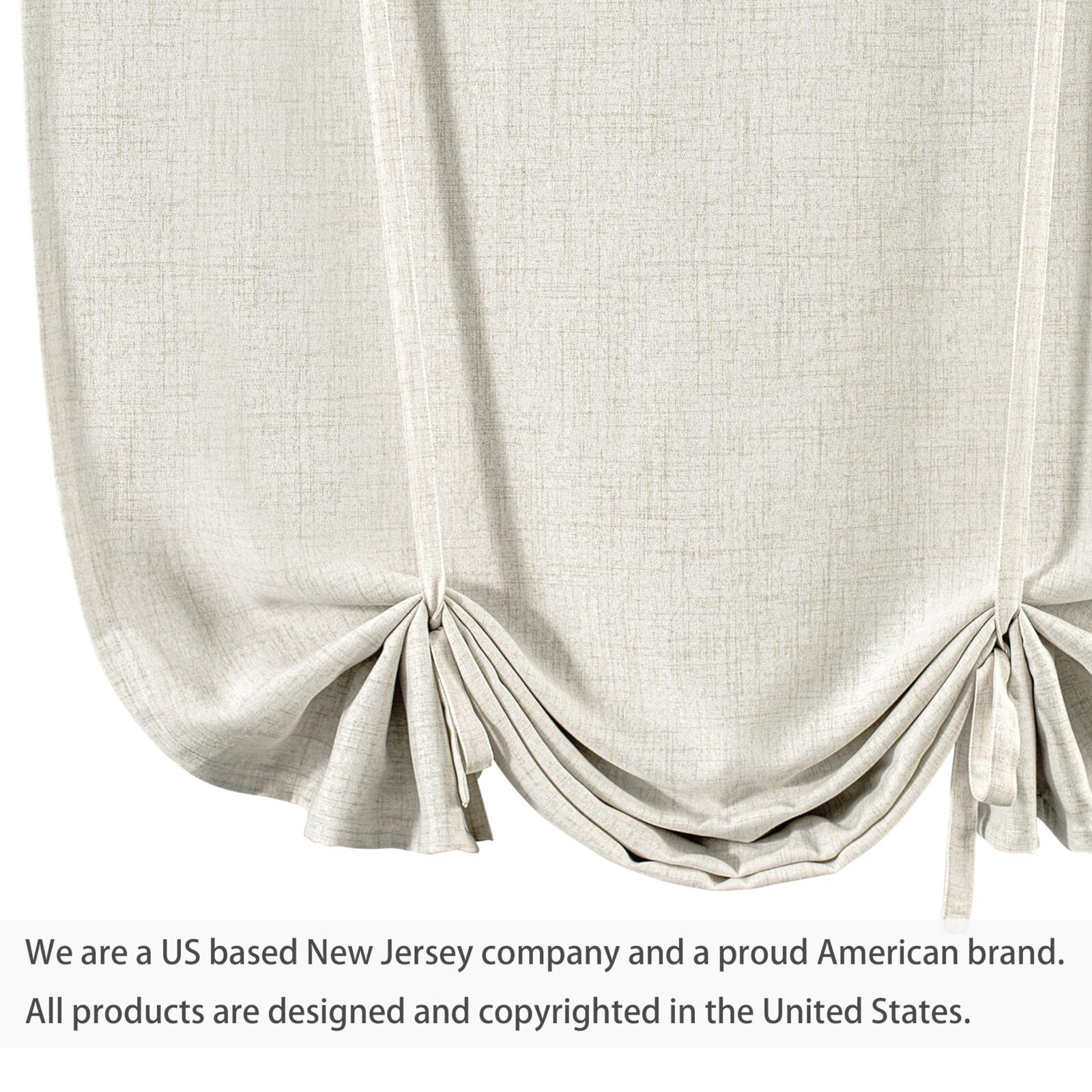 Light Linen Tie Up Shade Curtain Window Drape Rod Pocket for Kitchen Living Room