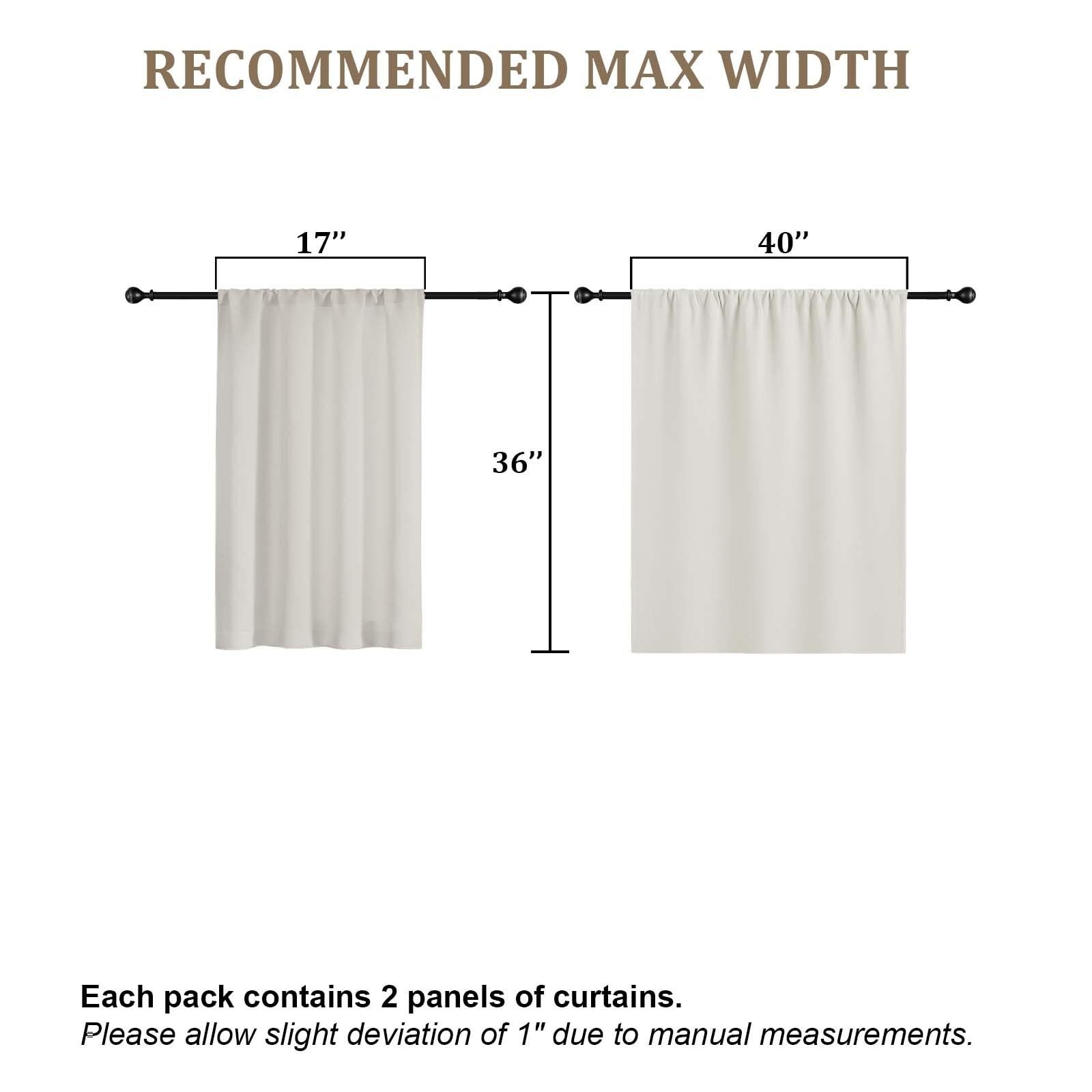 Lecloud Natural Kitchen Curtains 36 Inch Length 2 Panels Room Darkening Privacy