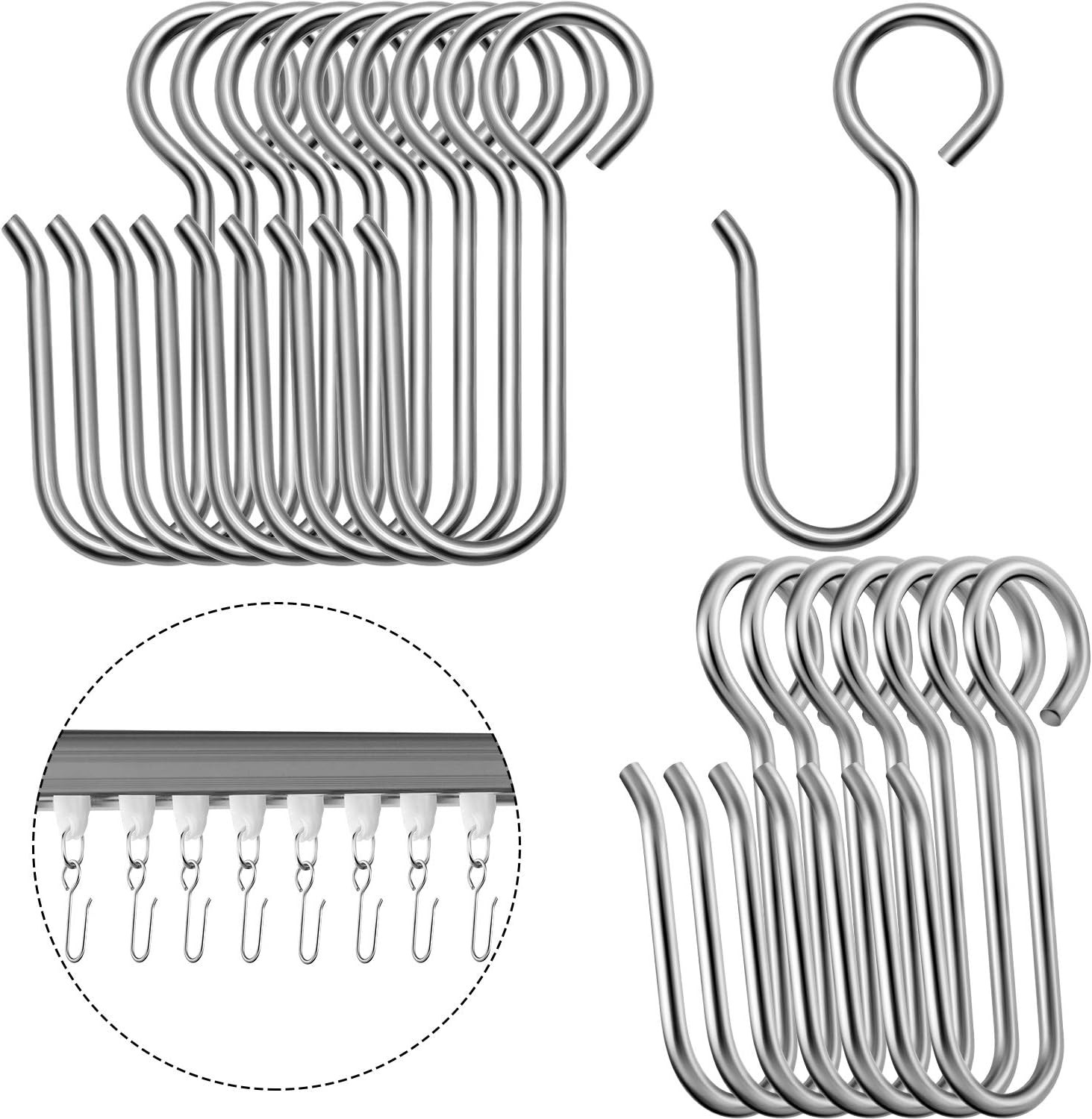120 Pieces Metal Curtain Track Hooks S Shaped Small Curtain Wire Hooks Stainless