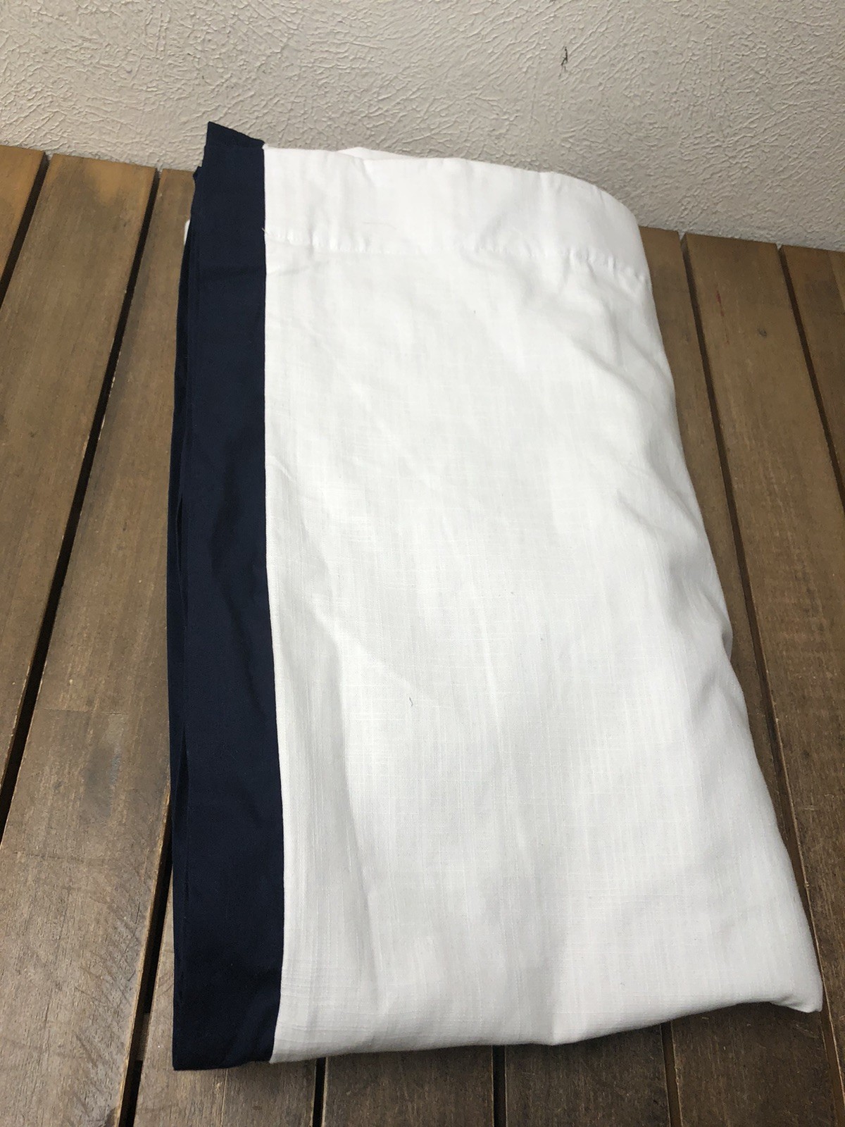 Pottery Barn Kids White Blue Border Blackout Curtain 1 Panel 44×84″ NWOT