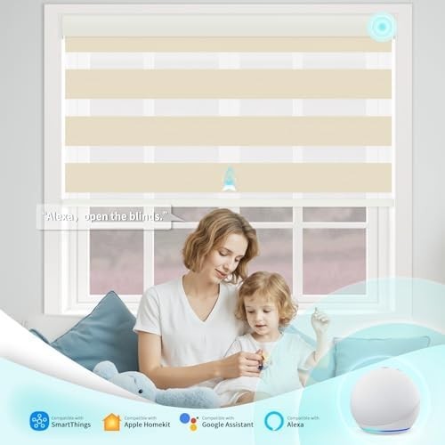 Motorized Zebra Blinds Custom Size Smart Shades Alexa Google HomeKit Compatible