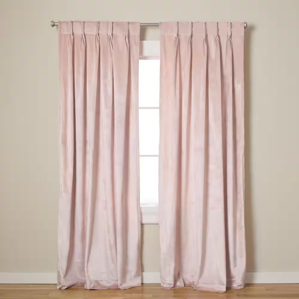 Velvet Blush Solid Light Filtering Triple Pinch Pleat / Hidden Tab Curtain, 27 I
