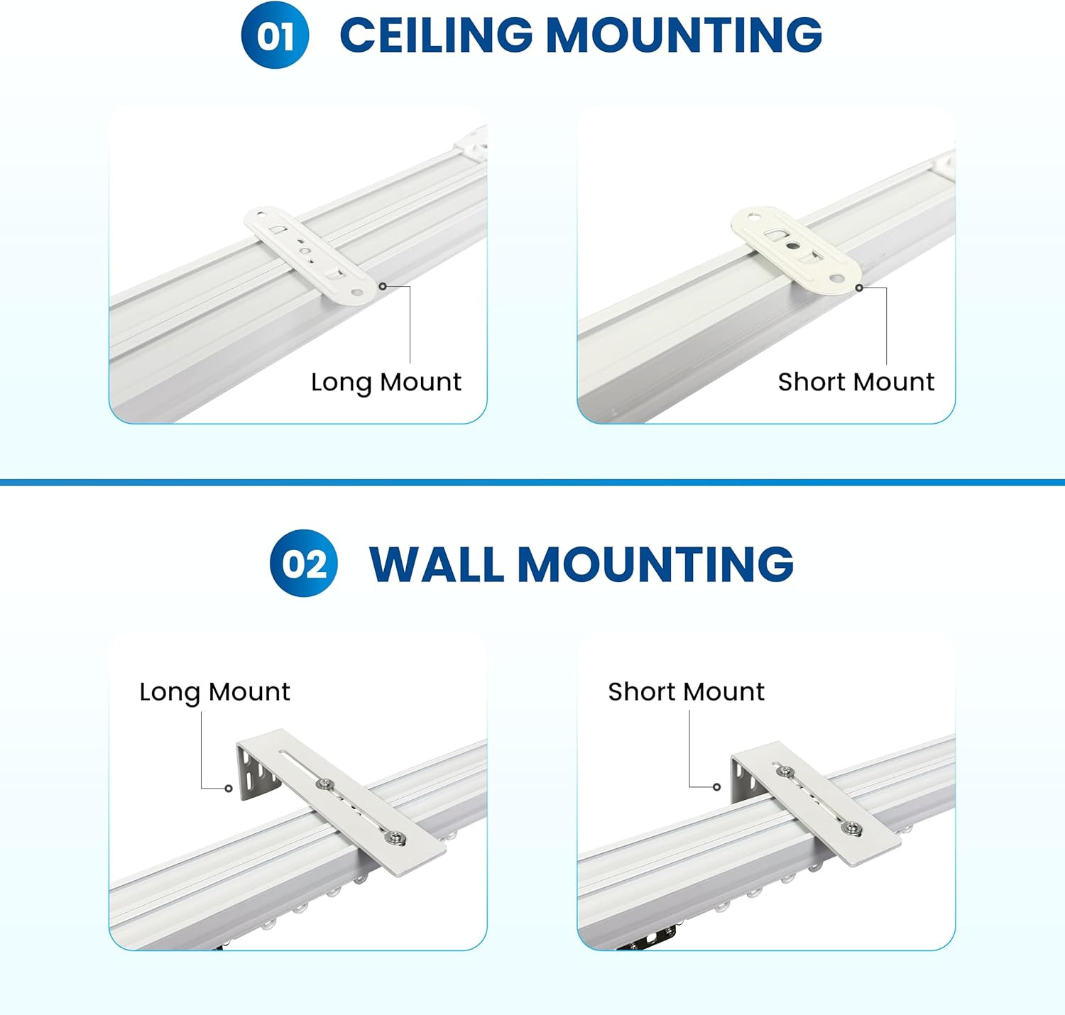Smart Motorized Curtain Track, 71-130In, No-Cut Adjustable Electric Rail, ~33Db