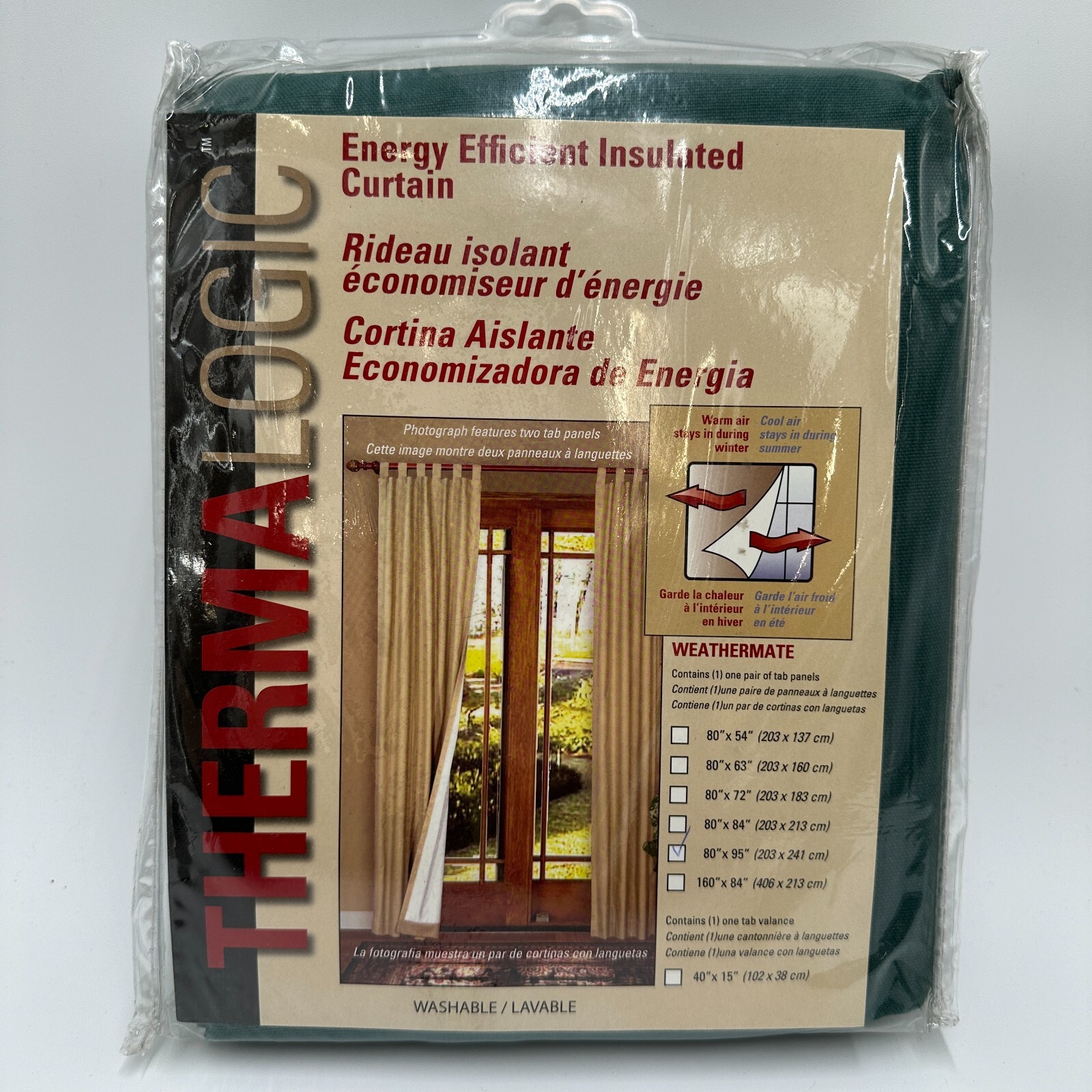 Commonwealth Thermalogic Insulated Solid Green Curtains Panels Set Tab Top 80×95