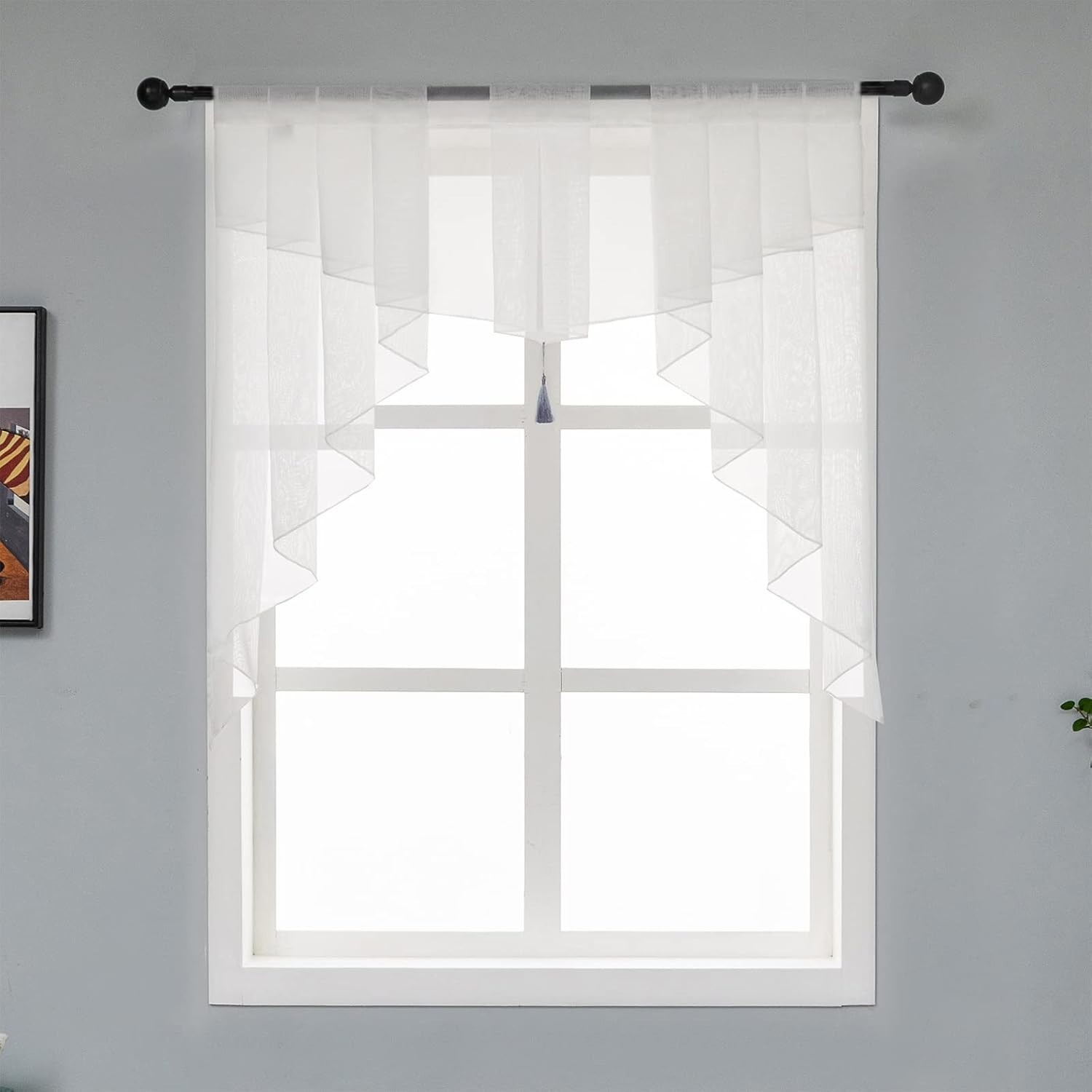 Swag Sheer Valance Curtains for Living Room, Color Matching Kitchen Valance f…