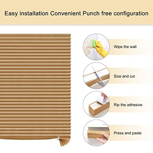 Window Blinds Cordless No Drill Cut to Size Clip On 24″W x 59″H Brown – 1 Pack