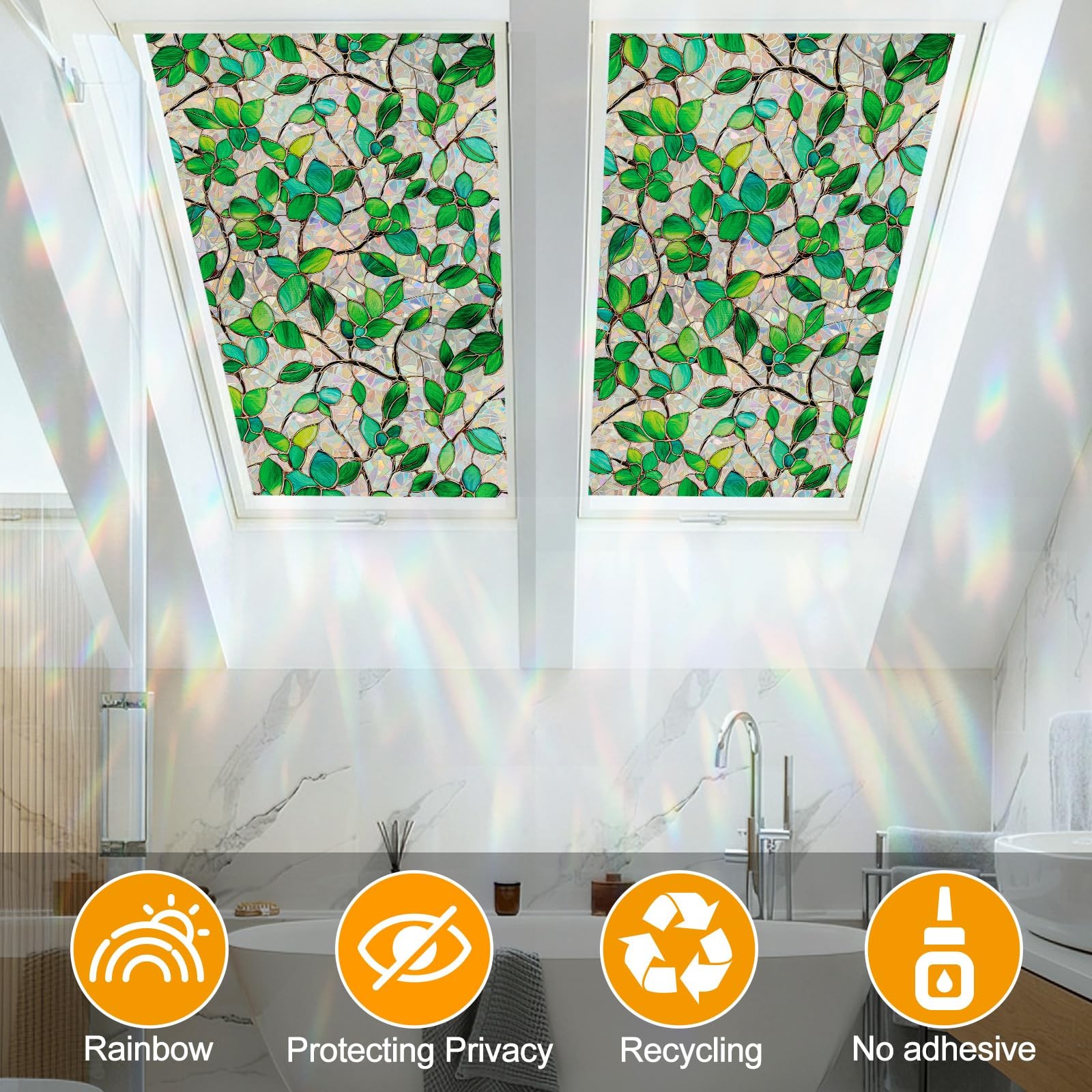 Window Privacy Film with Installation Tools Home Decorative Colored Glass Win…