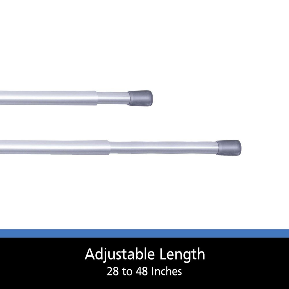 5/8″ Chrome Adjustable Spring Tension Drape Curtain Rod Window Decor 28-48″