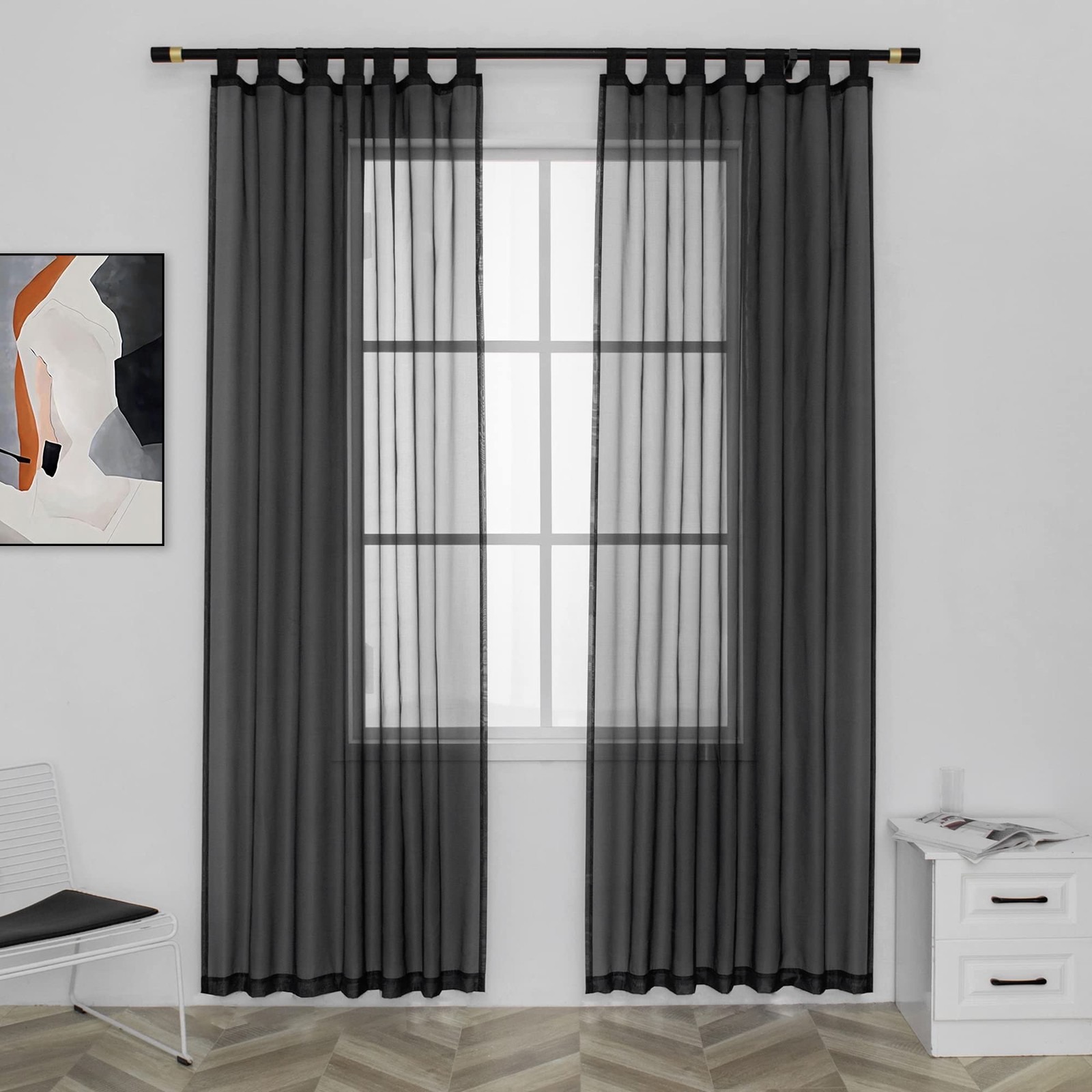Mumfas Black Curtains 120 Inches Long For Living Room Large Windows Look Semi