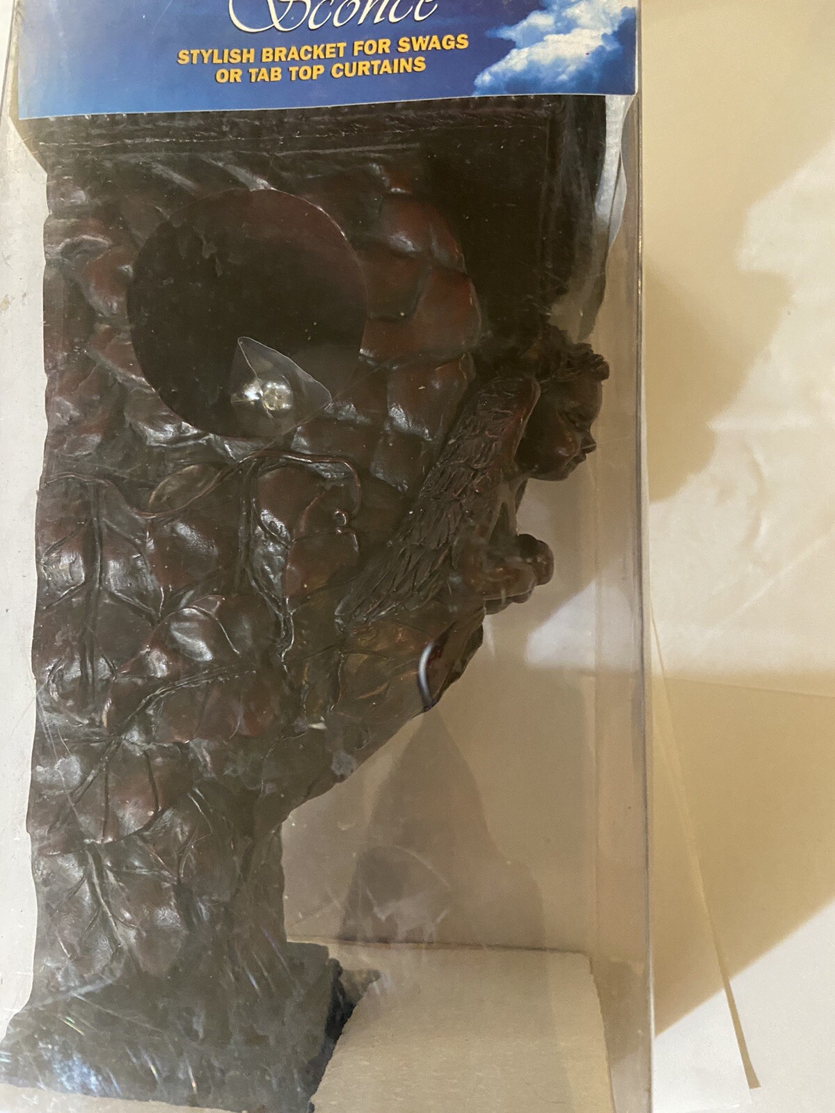DECORATIVE SCONCE ANGELS/CHERUBS BRACKET FOR SWAGS/TAB TOP CURTAINS-9.5”L