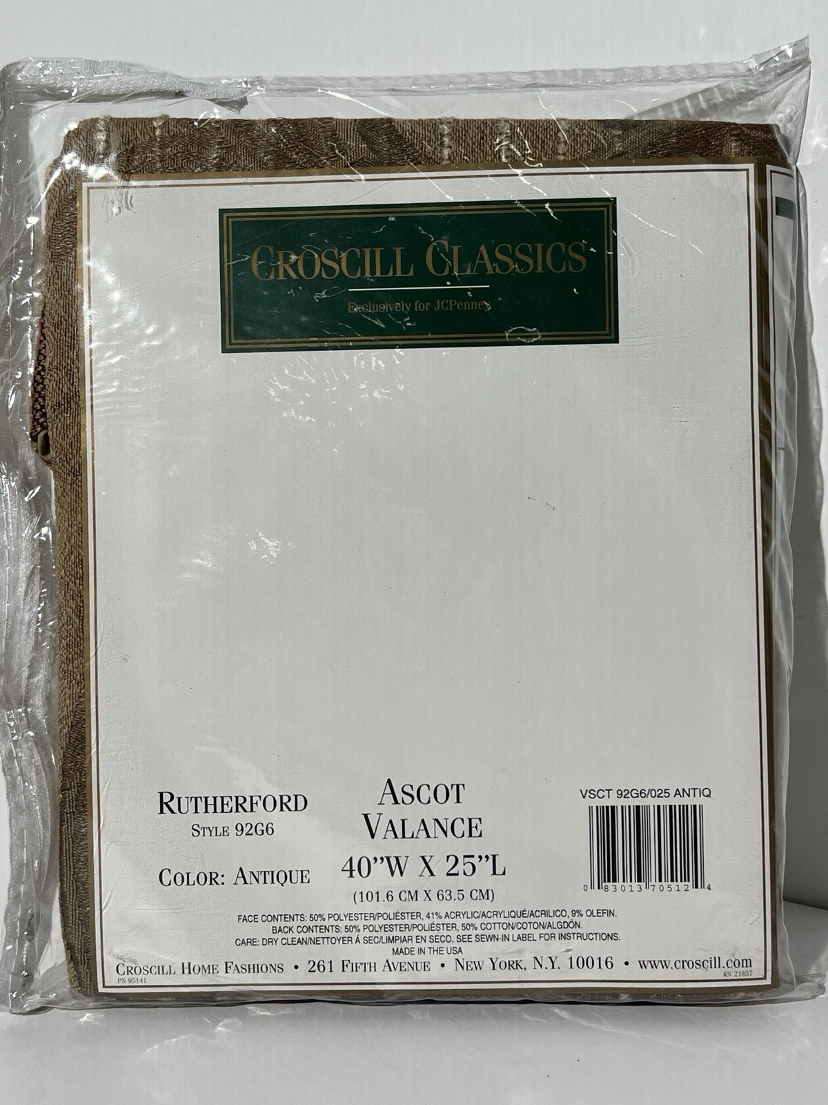 Croscill Classics Ascot Valance RUTHEFORD 40 W X 25 L Vintage Stock Antique