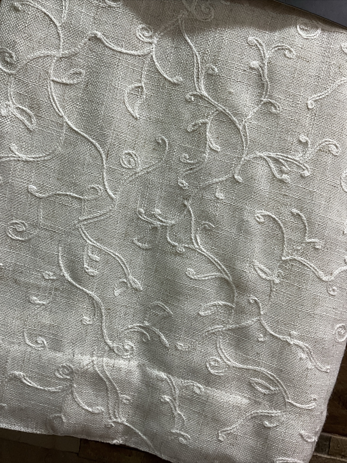 Ralph Lauren FALLBROOK 2 Window Panels Curtains Stitched Scroll Linen 54 x 96”