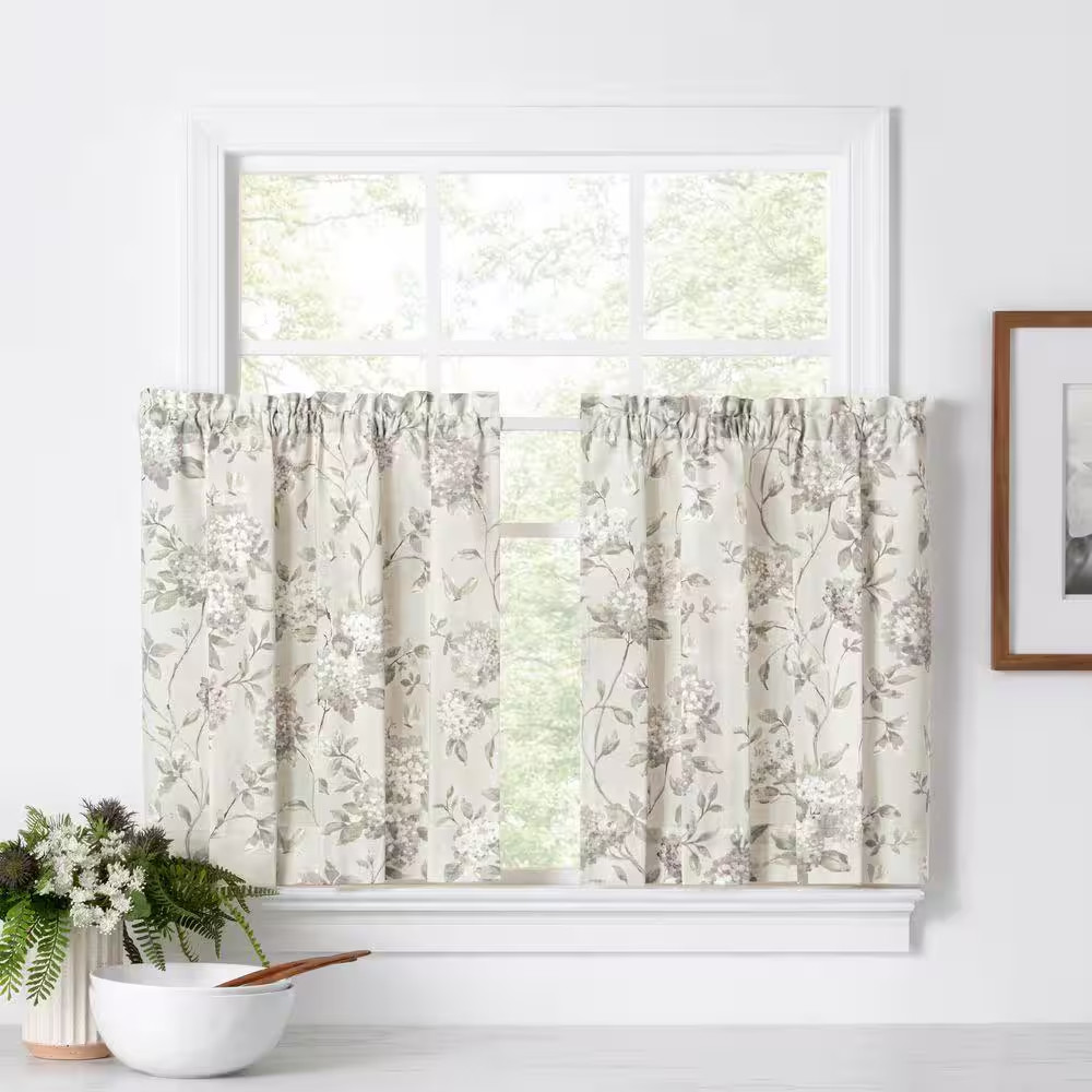 Abigail Lilac Floral Rod Pocket Light Filtering Curtain – 28 In. W X 24 In. L (S