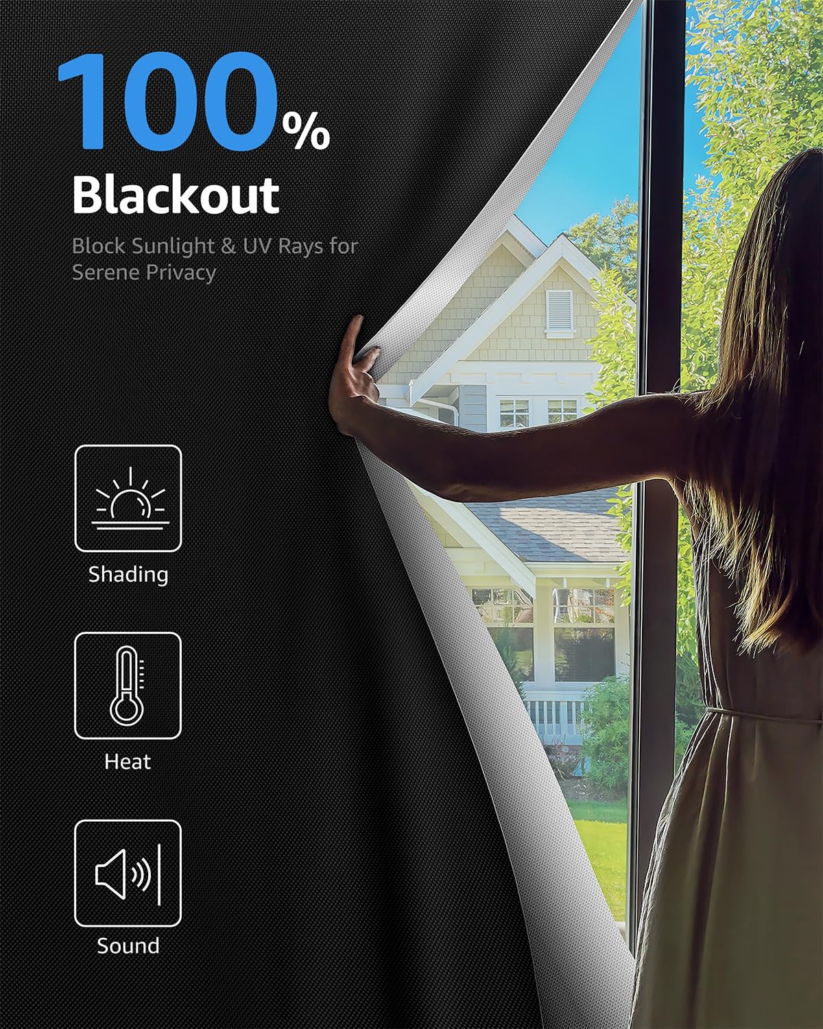 Blackout Curtains for Bedroom Portable 51″x68″,No Drill Blackout Shades with …