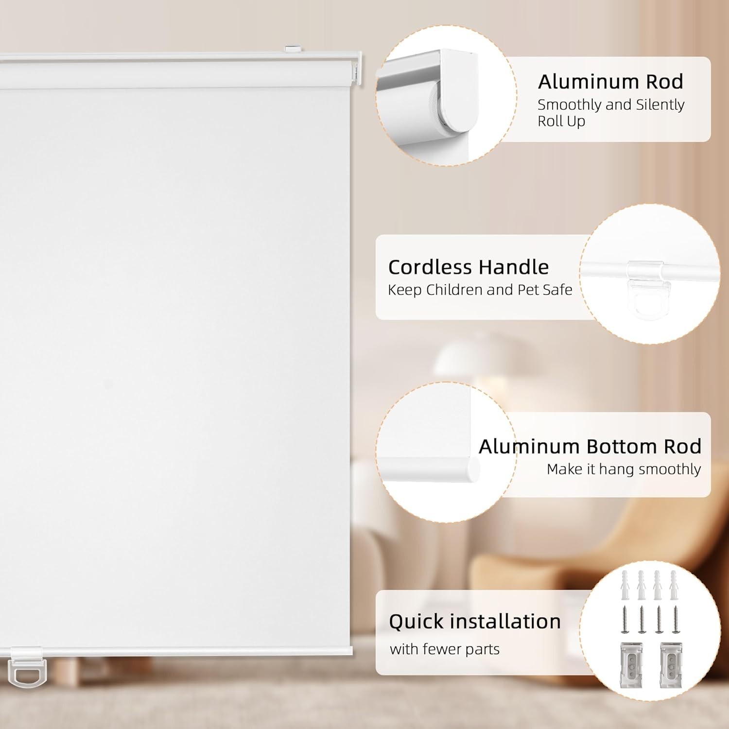 Cordless Blackout Roller Shades for Windows, Thermal Insulated UV Protection …