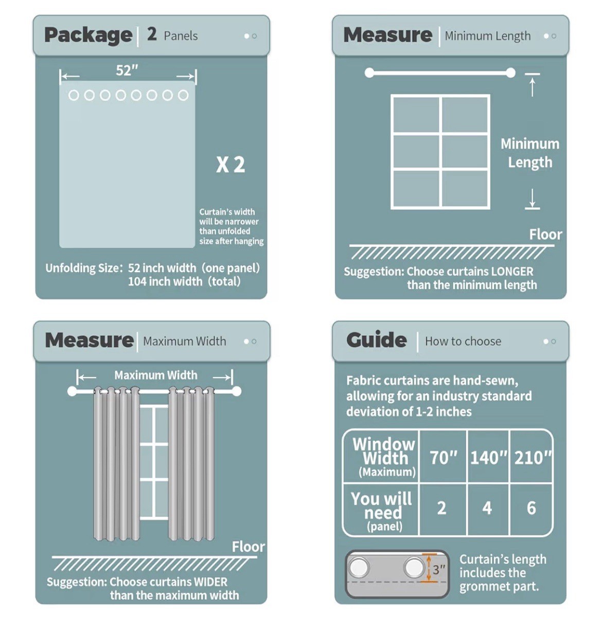 BGment Linen Look Curtains 52×84 Set 2 Light Filtering Oatmeal Grommet