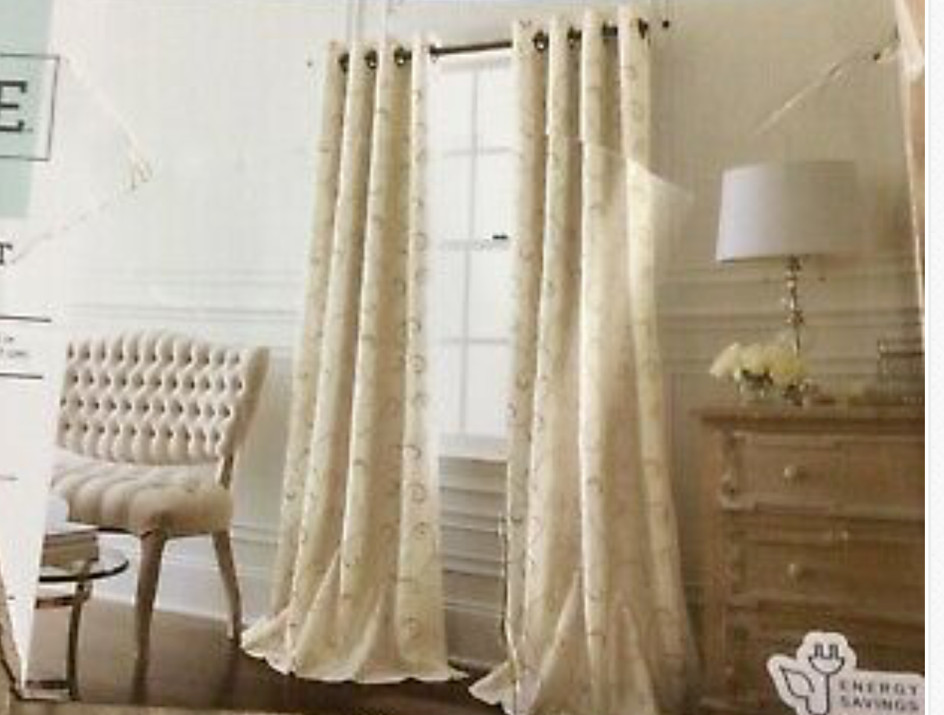 jcp home plaza embroidered one grommet panel white 50 x108