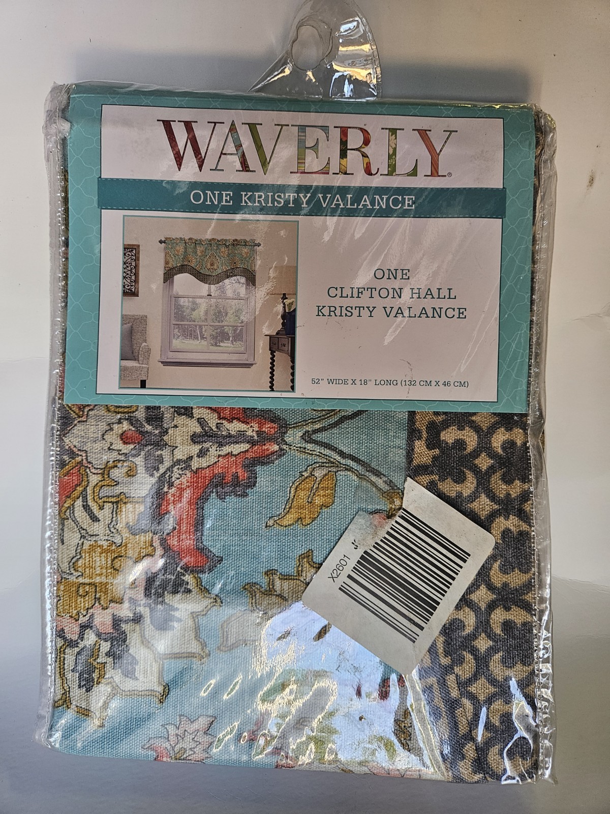 Waverly CLIFTON HALL Teal Blue Medallion KRISTY Valance Modern Farmhouse 52X18