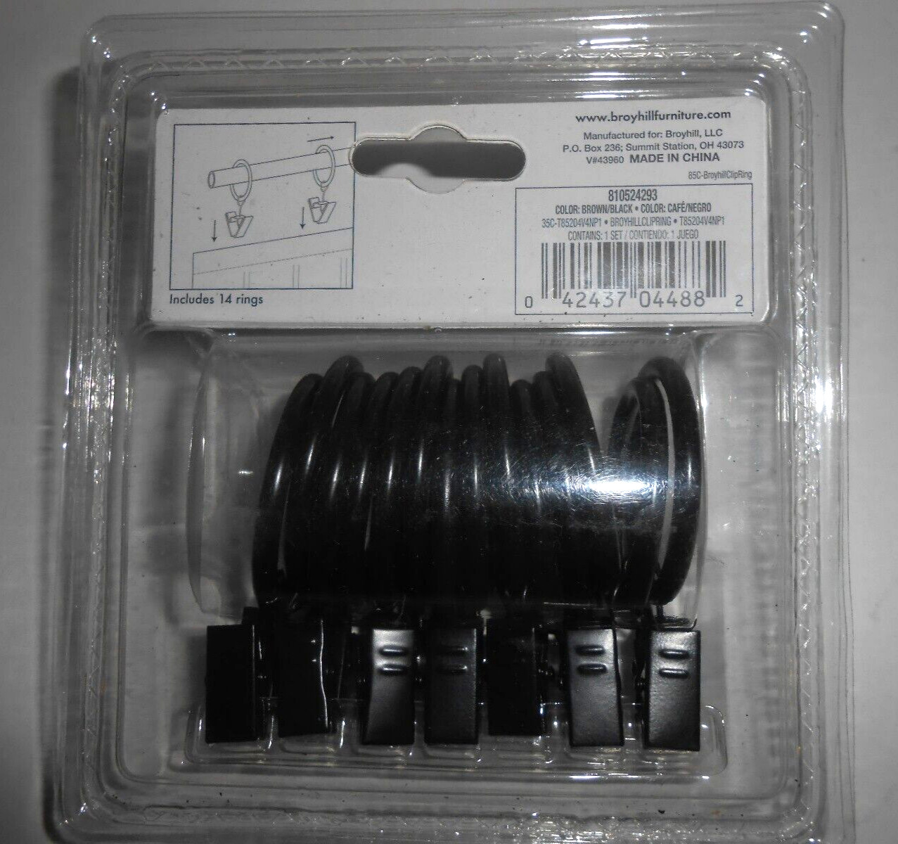 Broyhill Legacy Black Curtain Rod Clip-On Rings (14-Pk) for rods 1 in & 1.25 in