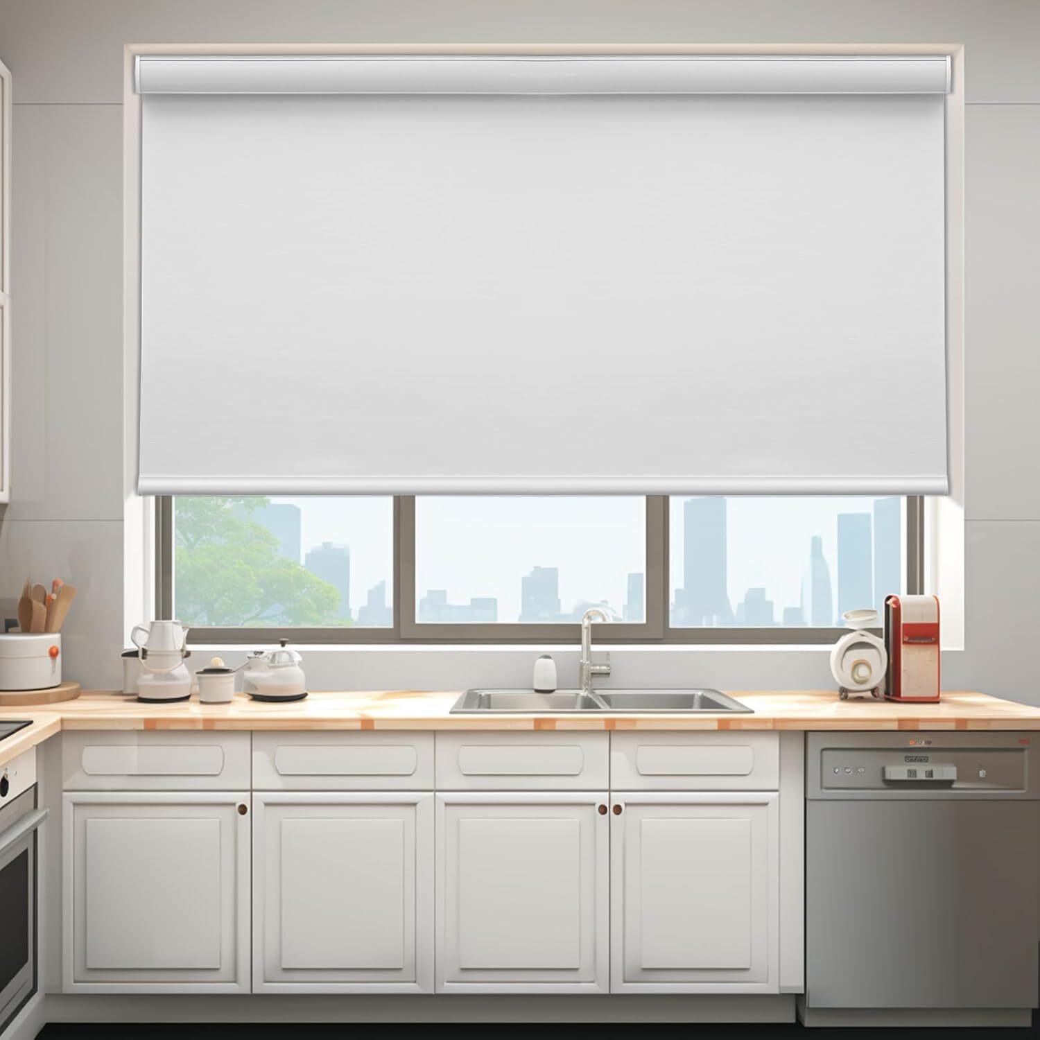 100% Blackout Cordless Waterproof Window Blinds Roller Shades Roll-up Blinds