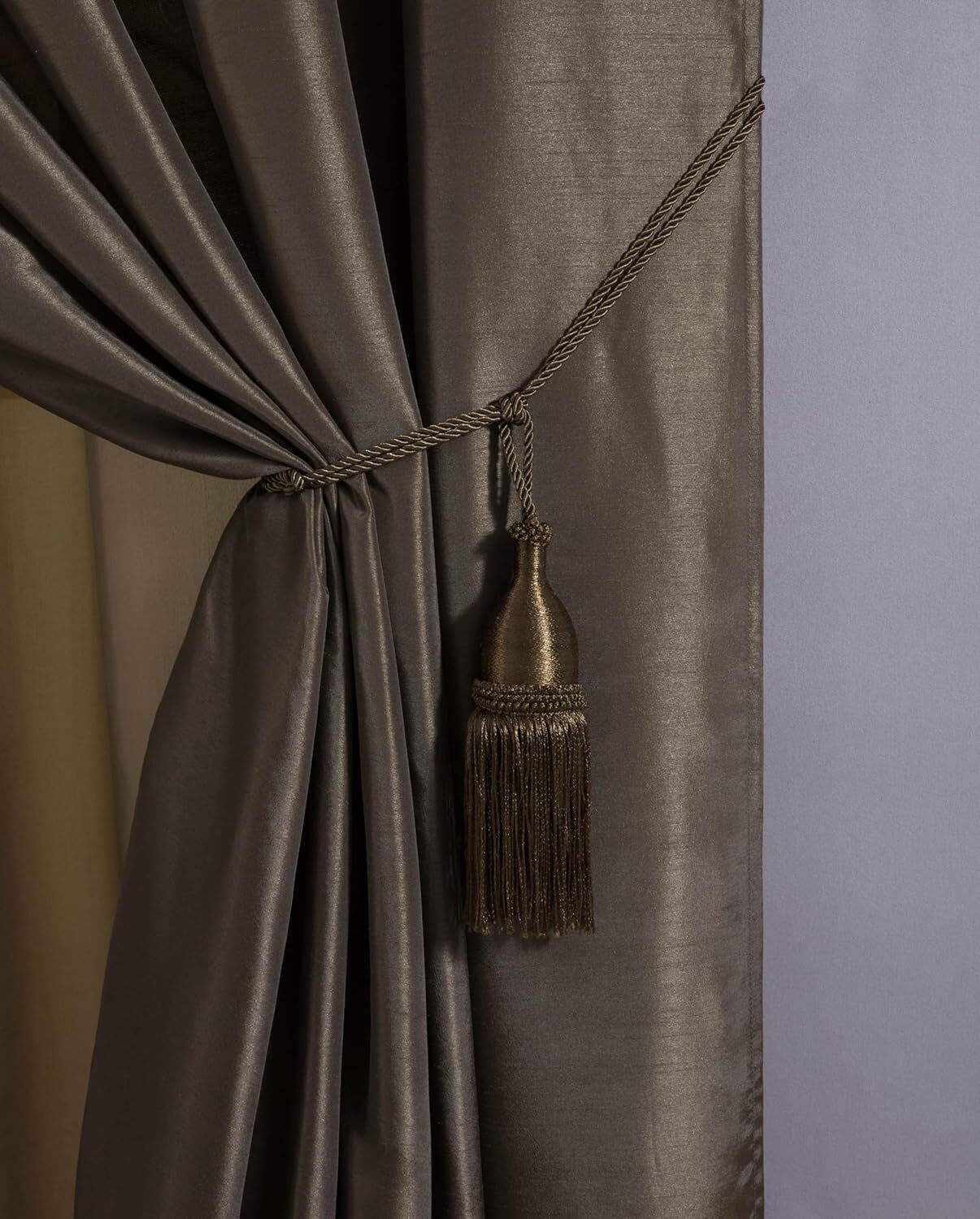 Chezmoi Collection Royale Jacquard Floral Curtain Set with Attached Valance