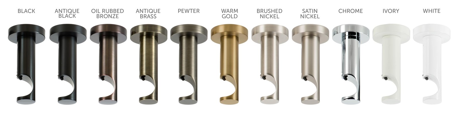 Pair ORB Ceiling Wall Mount Curtain Rod Holders Bracket Support 7/8 1 In