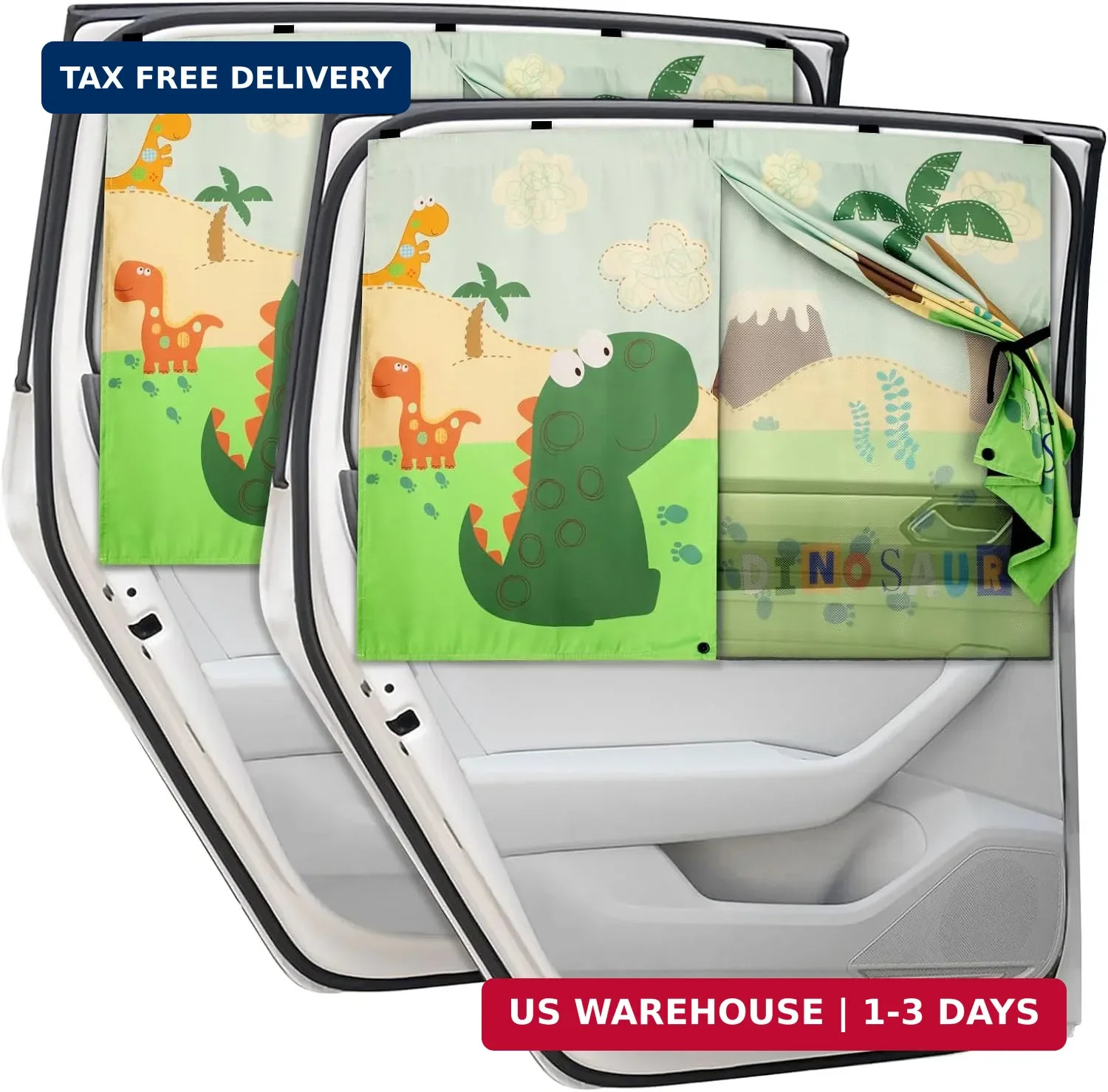 Car Window Shades with Cute Patterns, 2pcs Magnetic Car Curtains for Privacy Pro