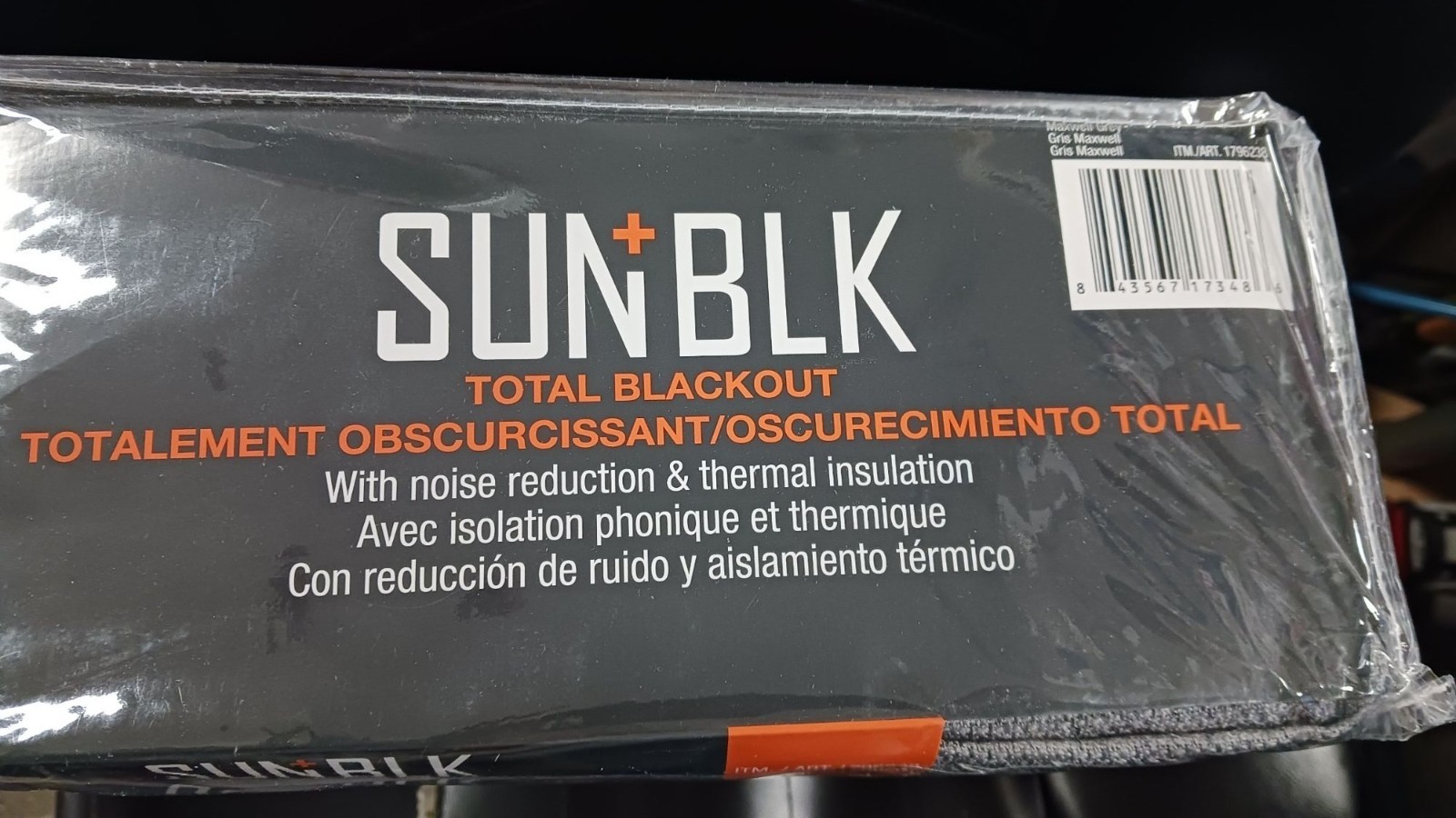 Sun+Blk Total Blackout Curtains Maxwell Gray 2 Panels 52in x 84in Each