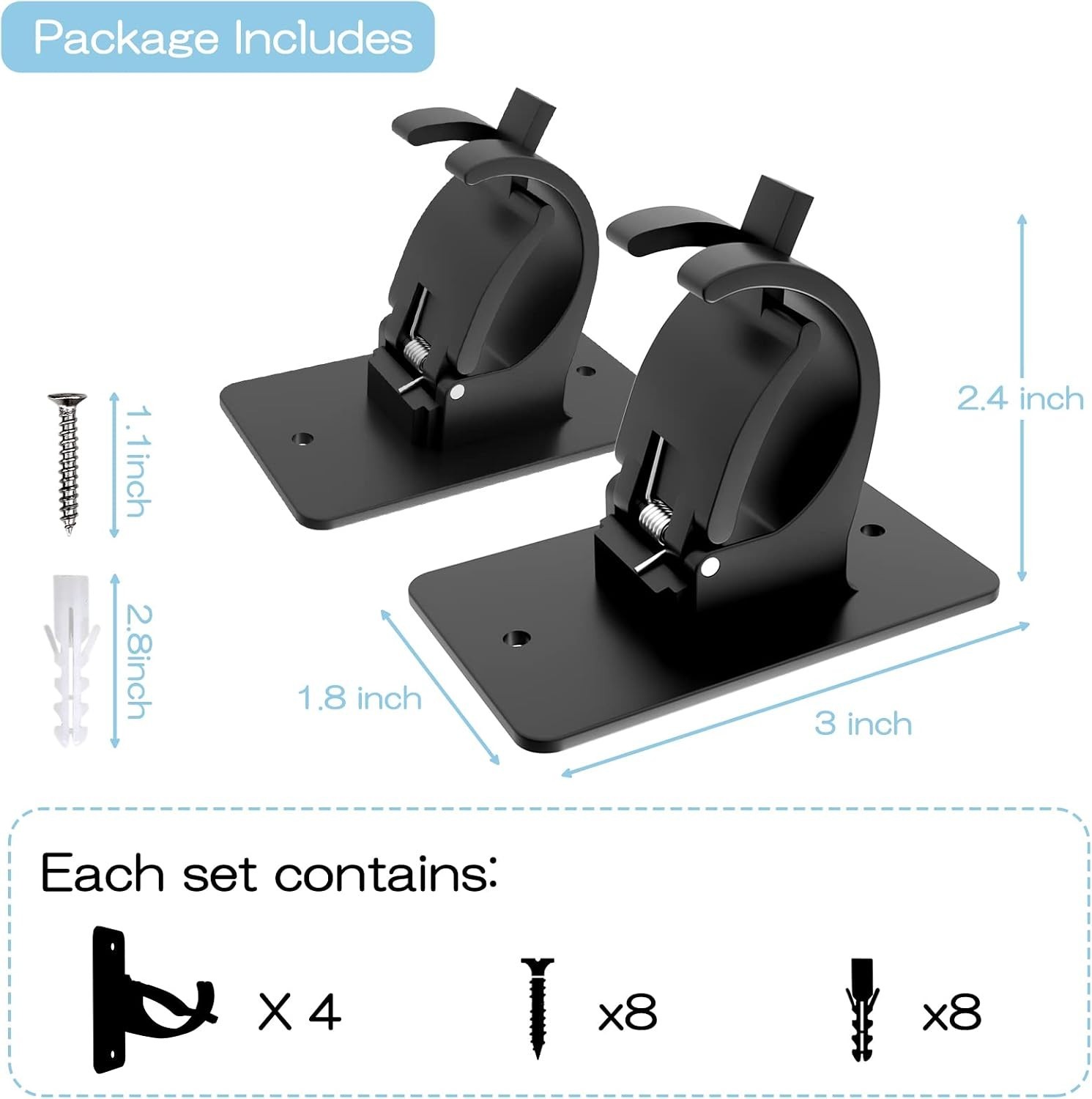 Universal Plastic Curtain Rod Holders – Elegant 4-Piece Set for Easy Hanging