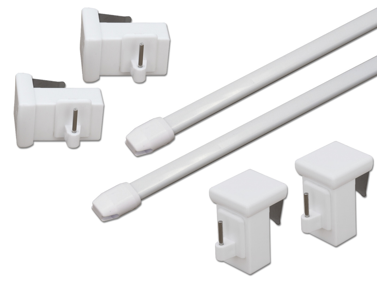 2 x curtain/vitrage pole “Bali”, extendable, white or black, incl. 4 x hooks