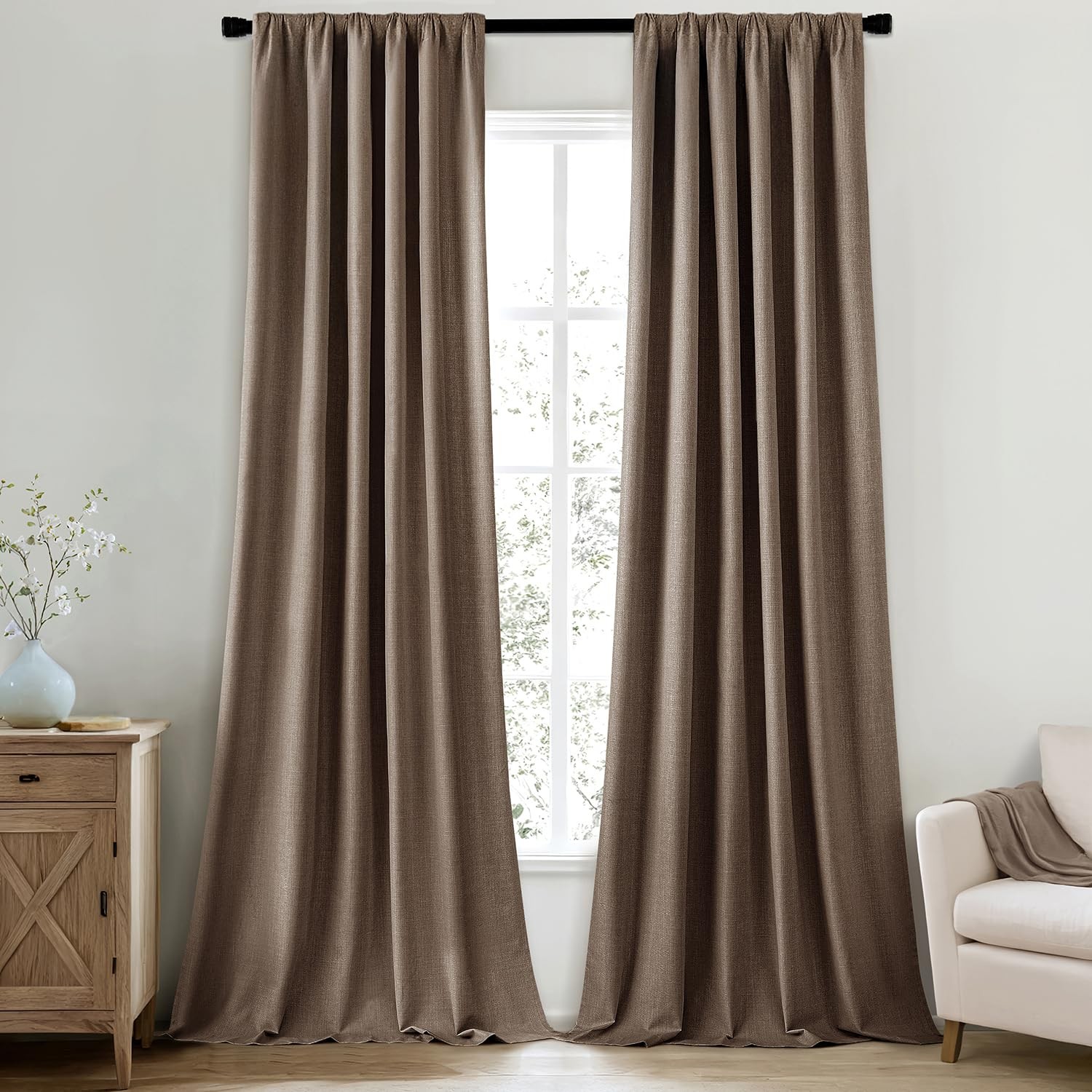 MIULEE 100% Blackout Curtains 90 Inch 50″W x 90″L (Pack of 2), Dutch Cocoa