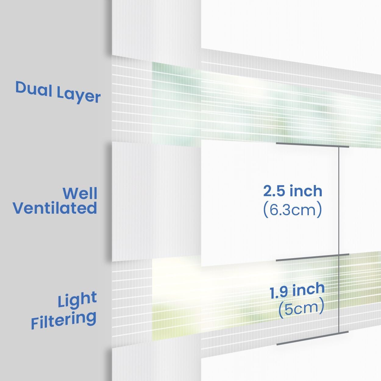 Day Night Zebra Blinds, Dual Layer Roller Shades, 44×64 Inch, White