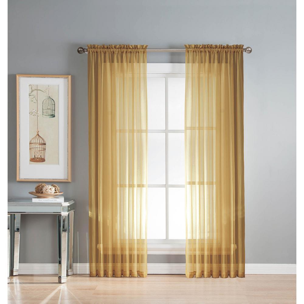 Elegant Solid Sheer Panel Window Curtain – All sizes – All colors – 2 Panels