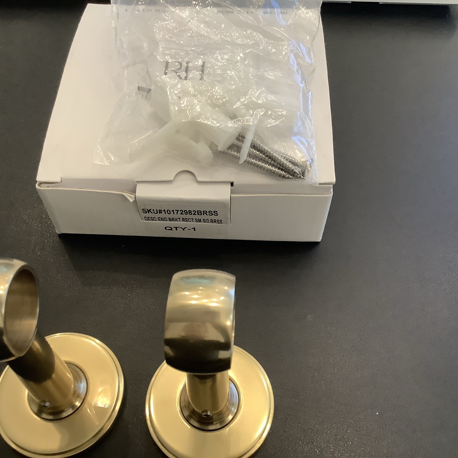 Restoration Hardware Easton End Brackets Round Brass Small- Pair