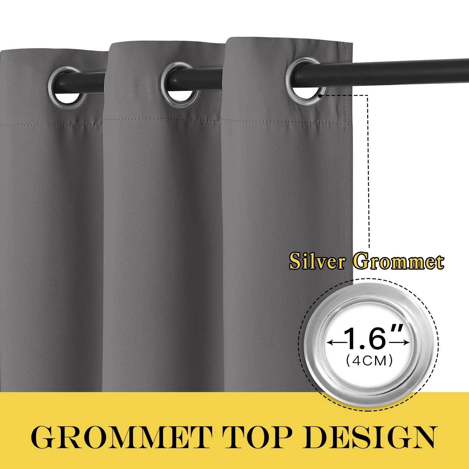 Grey Blackout Patio Sliding Door Curtains 84 inch Length, Grommet Room Divide…