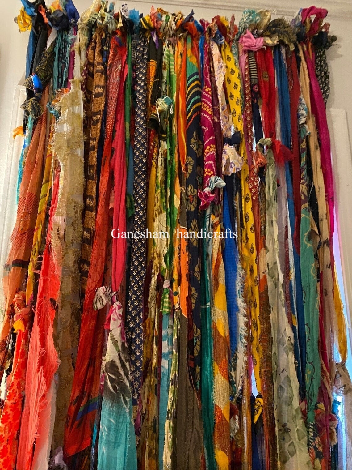 50 Strands, Bohemian gypsy rag Window Bohemian Valance Indian Backdrop curtains