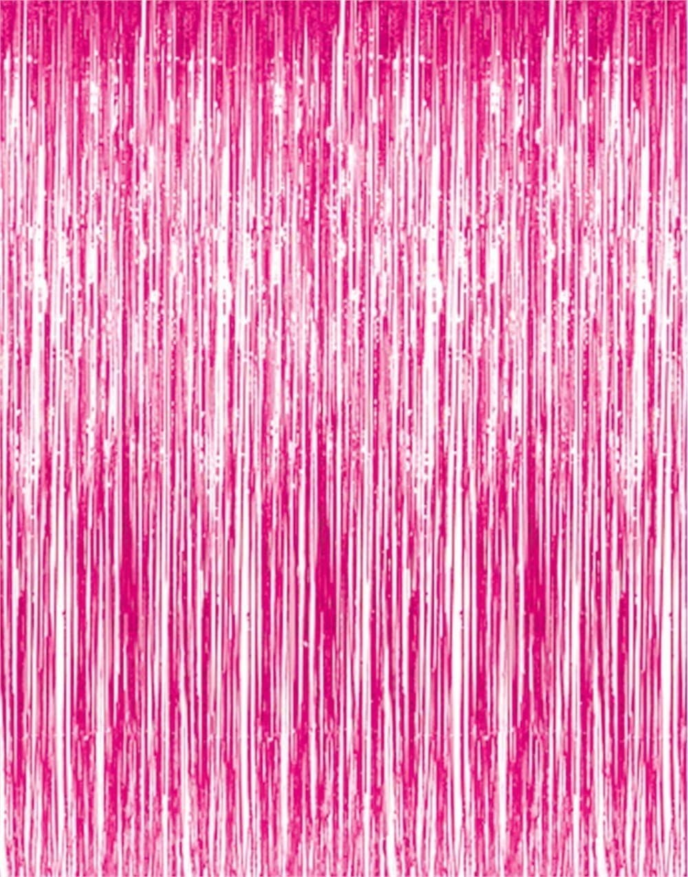 Hand Washable Foil Fringe Backdrop 6.4ft x 9.85ft Hot Pink for Celebrations